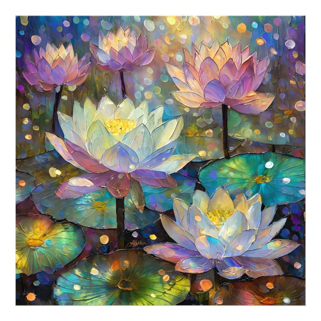 Foto Flores de Lótus Delicadas Florescendo na Neve (Frente)