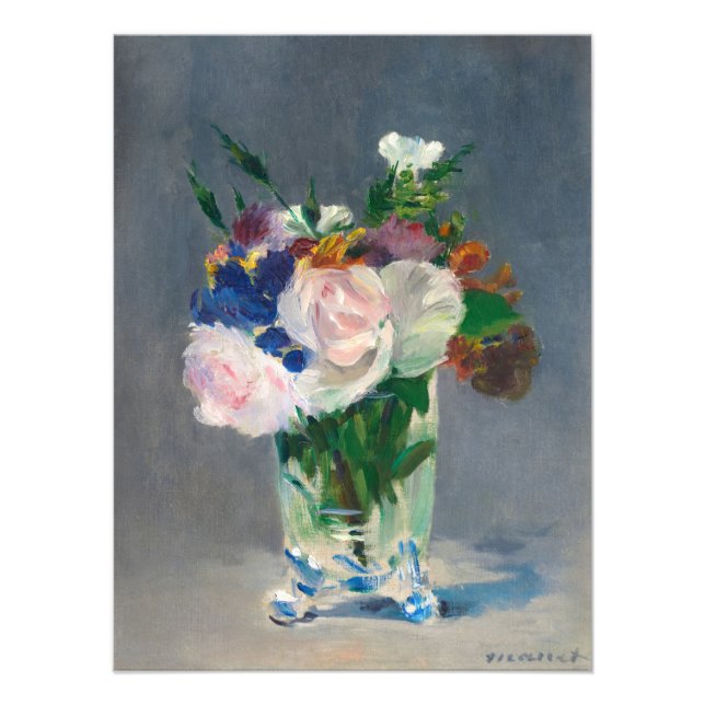 Foto Flores num Vaso Cristal por Edouard Manet (Frente)