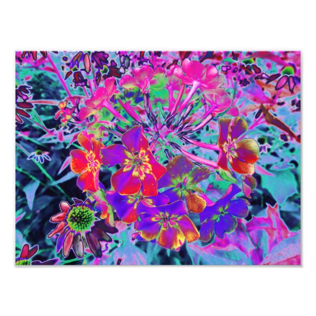 Foto Flores Psicodélicas Coloridas Vermelhas e Roxas (Frente)