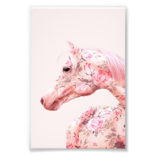 Foto Flores Rosa, Cavalo Andando Trabalho de arte est