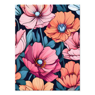 Foto Flores rosa e laranja em preto