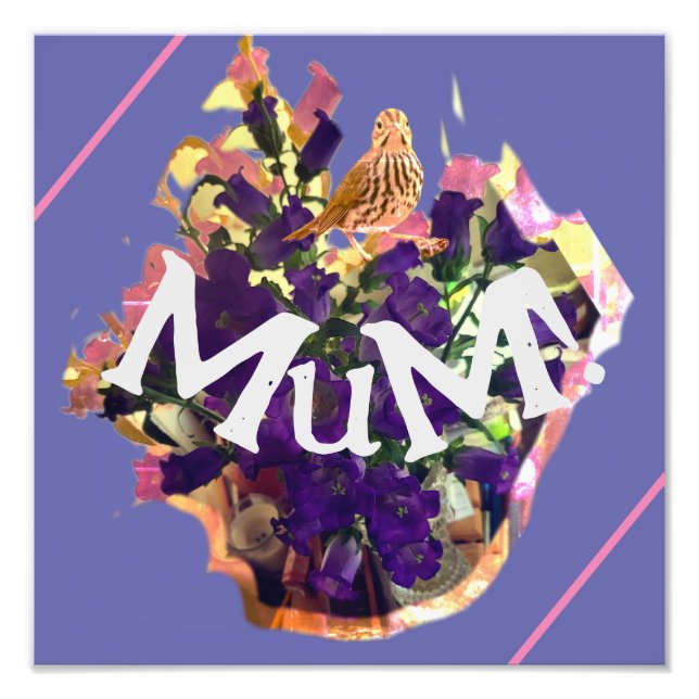 Foto Flores roxas e aves (Frente)