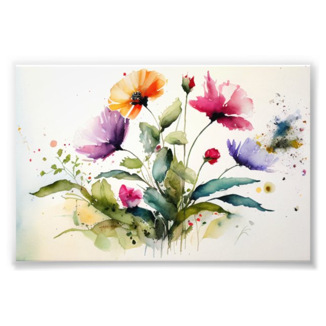 Foto Flores selvagens, Estilo de Aquarela, Pintura, Art (Frente)