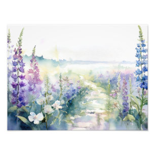 Foto Flores silvestres de lavanda em aquarela