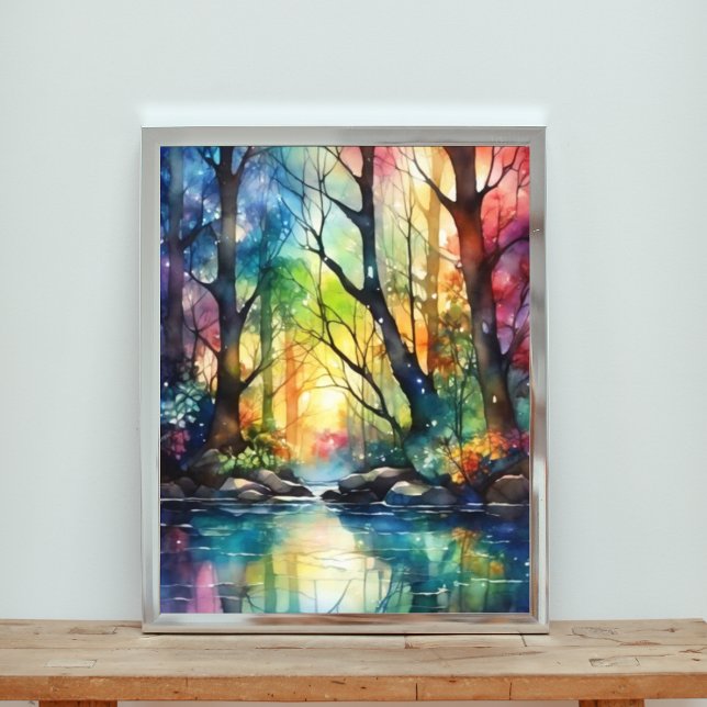 Foto Floresta de Aquarela Arco-Íris Encantada (Criador carregado)
