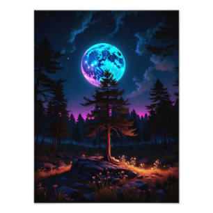 Foto Floresta Lunar com Brilho - Capa de Noite Cósmica