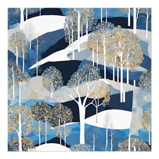 Foto Florestas de inverno Azul Branca de Neve Moderna (Frente)