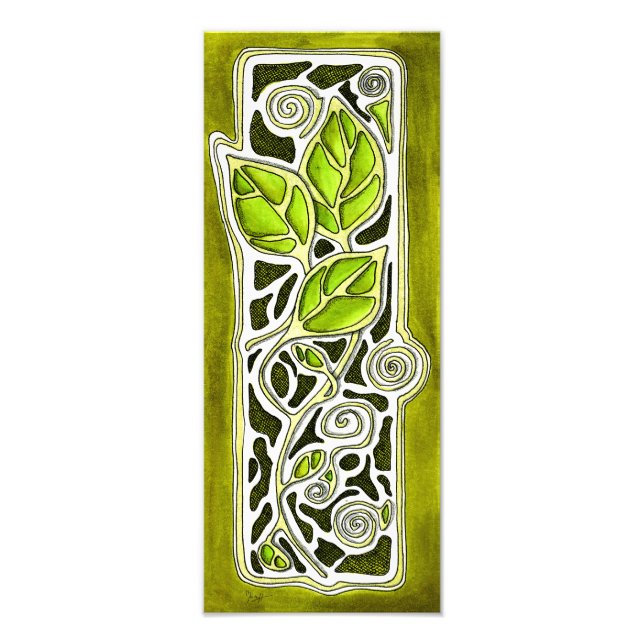 Foto Folhas talhadas à mão em verde (Frente)