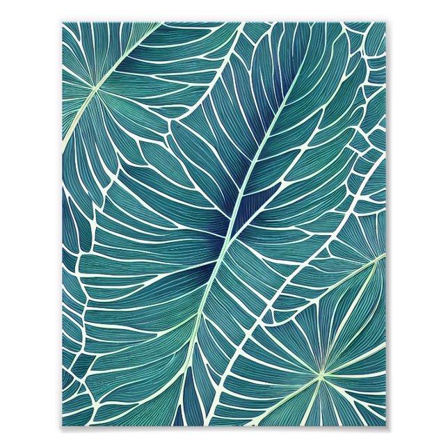 Foto Folhas tropicais de cor azul verde-aquática (Frente)