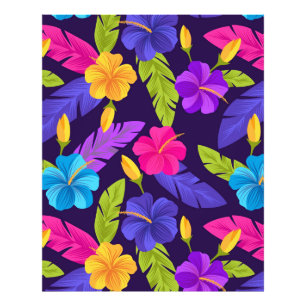 Foto Folhas tropicais e flores Padrão-23857