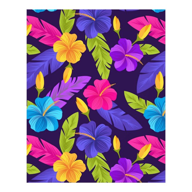Foto Folhas tropicais e flores Padrão-23857 (Frente)