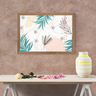 Foto Folhas tropicais sem costura e padrão de flores