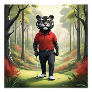 Foto "Fore! Um Tigre Negro Jogando Golfe na Floresta"
