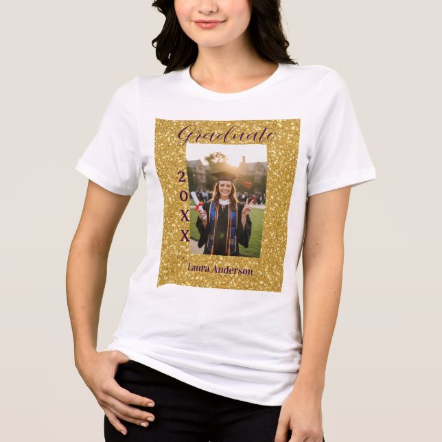 Foto formatura brilho dourado adicionar nome texto (Frente)