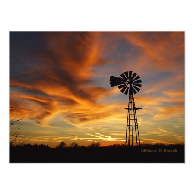 Foto Foto/Poster de Silhouette Sunset do Kansas Windmil (Frente)