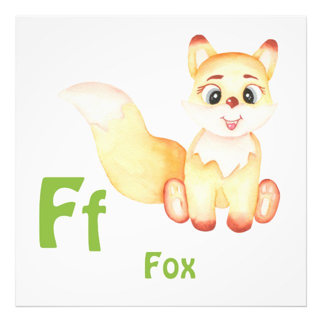 Foto Fox personalize ABC: Carta F - Adicione seu nome (Frente)