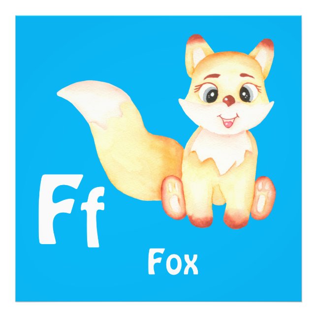 Foto Fox personalize ABC: Carta F - Adicione seu nome (Frente)