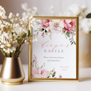 Foto Fralda Raffle - Sinal de Chá de fraldas Floral Ros