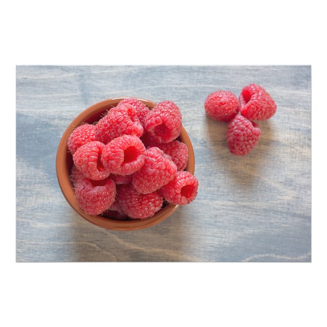 Foto Framboesas frescas numa tigela (Frente)