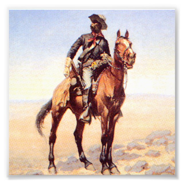 Foto Frederic Remington Western Art "Cavaleiro Negro" (Frente)