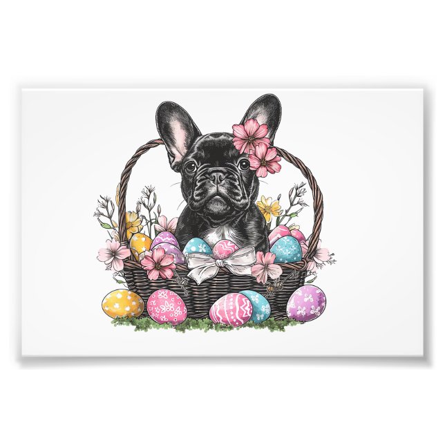 Foto Frenchie Dog Easter Frenchie Dog Eggs Artwork T-Sh (Frente)