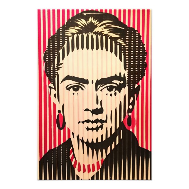 Foto Frida Kahlo no estilo de ilusão ótica BAUHAUS (Frente)
