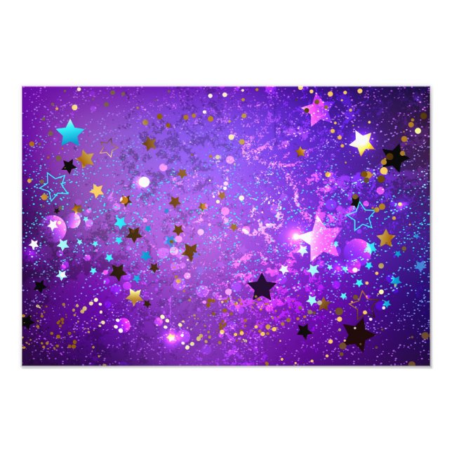 Foto Fundo de papel alumínio roxo com estrelas (Frente)