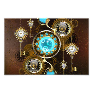 Foto Fundo Enferrujado Steampunk com Lentes Turquesa