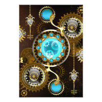 Fundo Rusty Steampunk com Lentes Turquesa