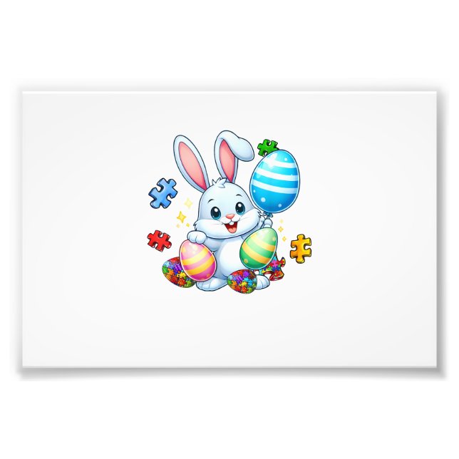 Foto Funny Autism Awareness Puzzle Easter Bunny Eggs Ki (Frente)