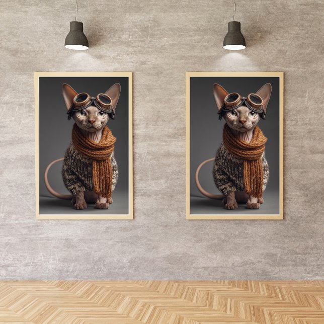 Foto Funny Cat Pilot with Goggles Cool Aviator Aviation (Criador carregado)