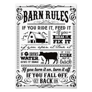 Foto Funny Farmers barn rules Plaque