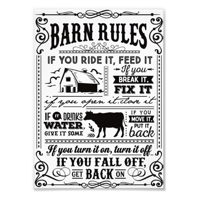Foto Funny Farmers barn rules Plaque (Frente)