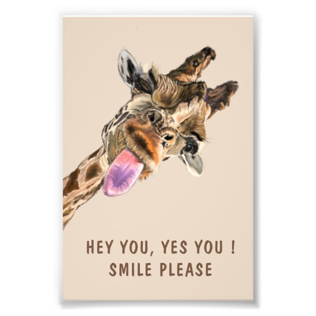 Foto Funny Giraffe Poster Hey You Smile Please (Frente)