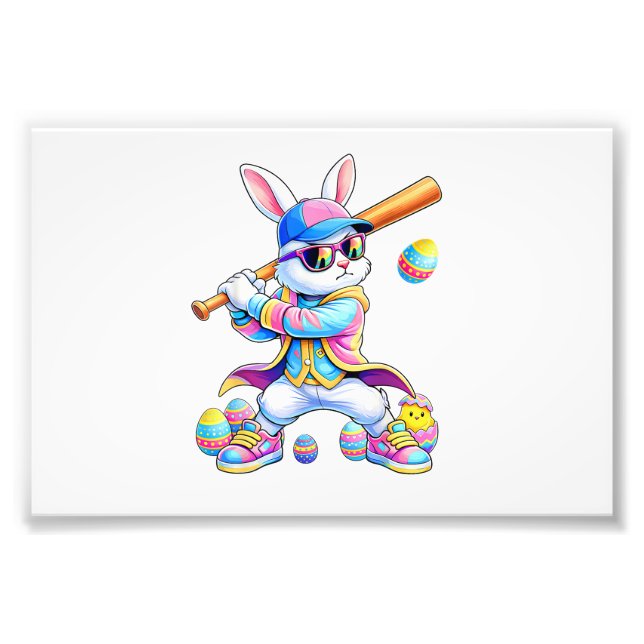 Foto Funny Tie Dye Rabbit Baseball Easter Bunny Men Boy (Frente)