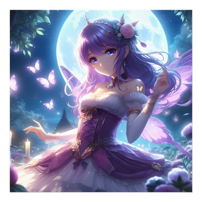 Foto Garota Anime Asa de Borboleta Violeta Fada da Lua  (Frente)