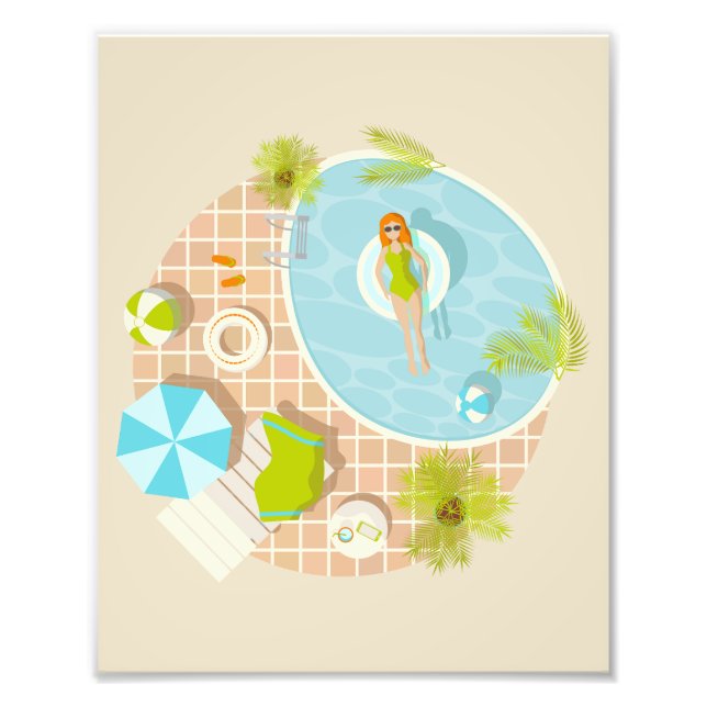 Foto garota da festa na piscina de biquíni no verão na  (Frente)