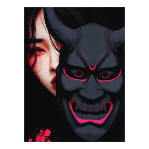 Foto Garota Misteriosa com Máscara Oni Terror Japonês S