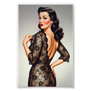 Foto Garota Pin-up Morena Retrô Estilo Glamour dos Anos