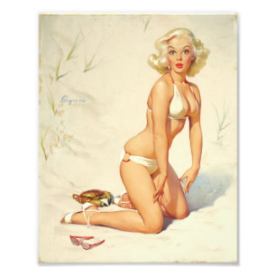 Foto Garota Pin-up Retro na Praia