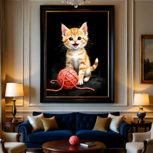 Foto Gatinho Brincalhão com Impressão em Aquarela de Li