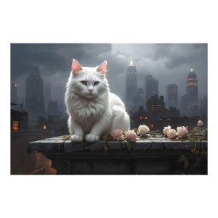 Foto gato branco no telhado