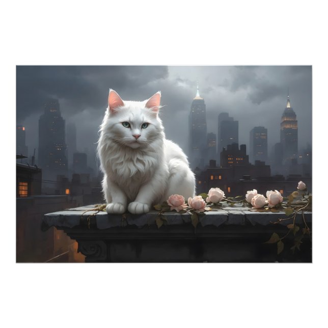 Foto gato branco no telhado (Frente)