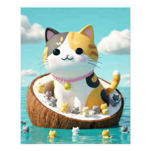 Foto Gato Calico Fofo na Ilha do Coco – Oceano Kawaii F