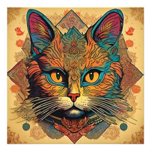 Foto Gato de estilo Vintage Pop Art Louis Wain