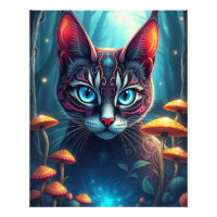 Gato de Fantasia Mágica da Floresta de Cogumelo