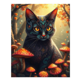 Foto Gato de Fantasia Mágica da Floresta de Cogumelo