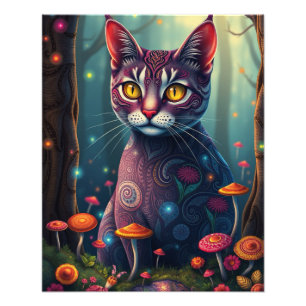 Foto Gato de Fantasia Mágica da Floresta de Cogumelo
