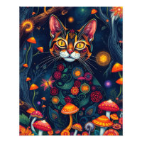 Gato de Fantasia Mágica da Floresta de Cogumelo