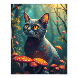 Foto Gato de Fantasia Mágica da Floresta de Cogumelo